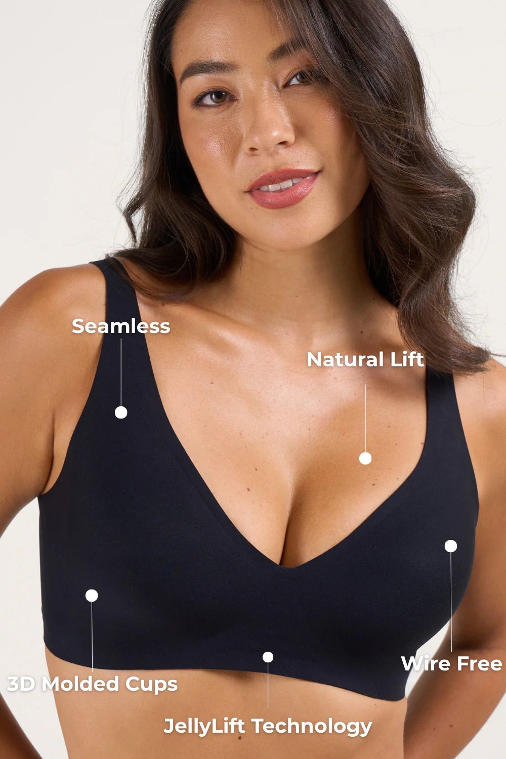 Seamless Deep V Push-Up Jelly Wireless Bra
