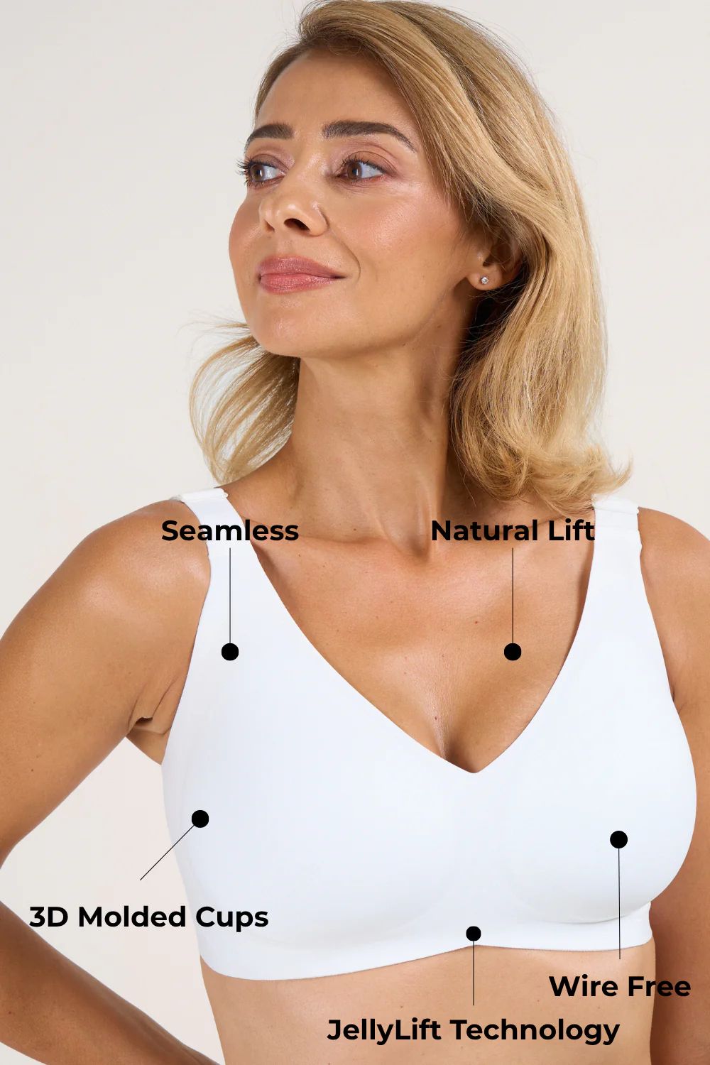 Seamless V-Neck Full Support Jelly Wireless Bra
