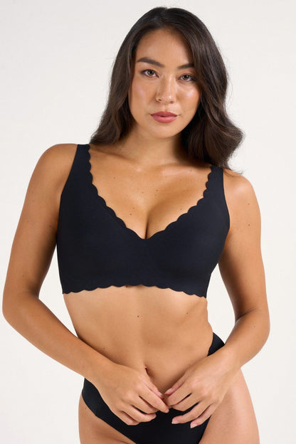Seamless Deep V Push-Up Scalloped Jelly Wireless Bra